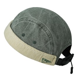 CLAPE 5 Panel Docker Cap Men Women Cotton Cap Without Visor Cap Without Visor Docker Hat Adjustable Harbour Hat Beanie Fisherman Hat Sailor Hat, FMA2505-Green, Unit size