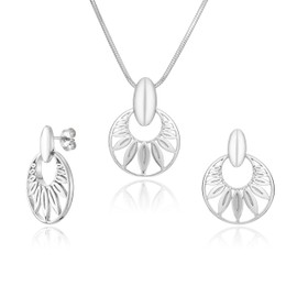 Women's Jewellery Set 925 Silver Pendant Leaf Motif Adjustable Jewellery Case Small Gifts for Women