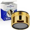 Aerator for taps with connection M24. Made of gold-plated brass.
