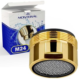 Aerator for taps with connection M24. Made of gold-plated brass. MONTERAL