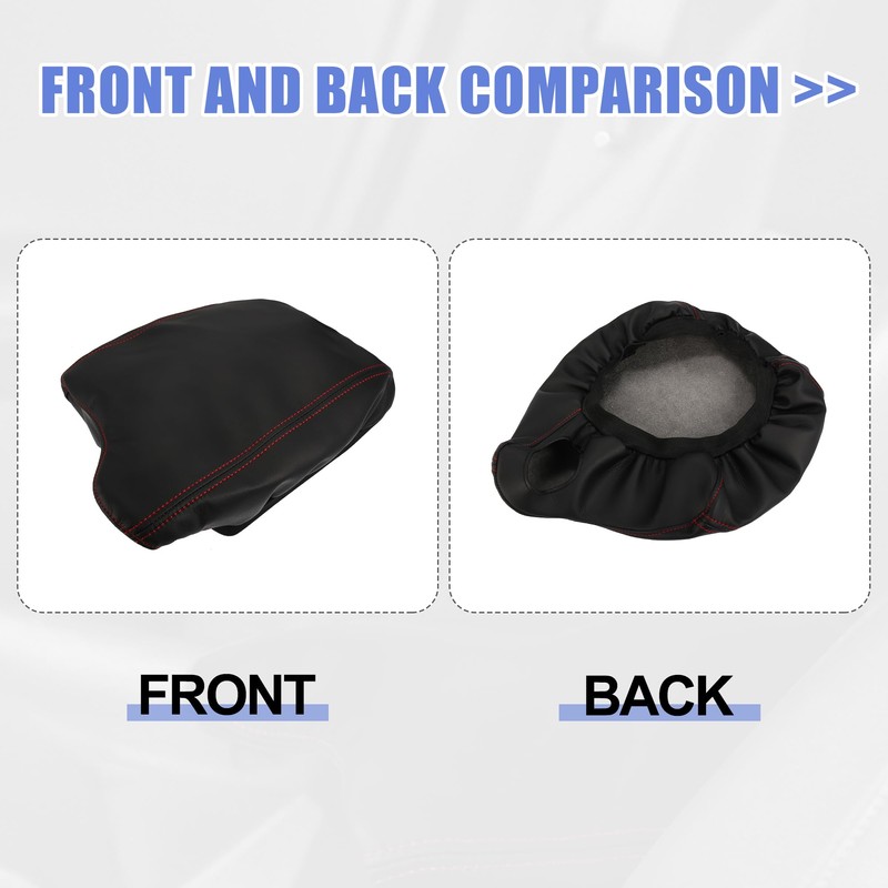 X AUTOHAUX Black PU Leather Car Center Console Lid Armrest