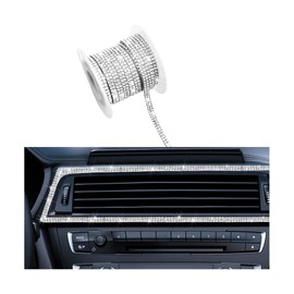 BELOMI Bling Car Trim Self Adhesive Strip, 16.4Ft Crystal Rhinestone Vehicle Dashboard Line Molding Stickers, Diamond Auto Interior Exterior Decor Accessories for Women Girls, Universal Fit（White）
