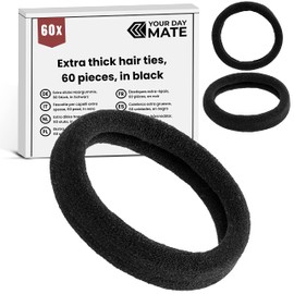 Premium Hair Bands 60 Pieces Black Original Hair Bands Extra Thick and Elastic Hair Band for All Hair Types Braid Scrunchies Ponytail Stylish Unisex Elastic Bands for Girls, Women, Men