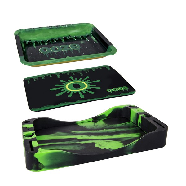 Ooze Life Rolling Tray Bundle - 3-In-1 Rolling Tray Set - Metal Rolling Tray - Silicone Rolling Tray