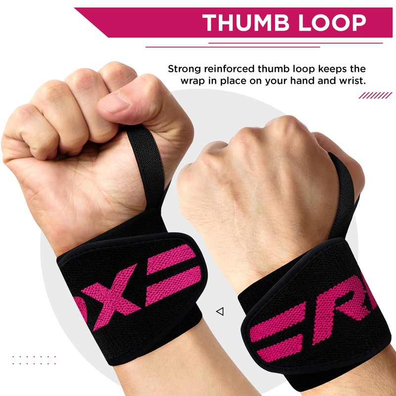 RDX Gym Wrist Wraps Wrist Wraps Weight Lifting Fitness Pink