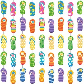 Cindeer 12 Pieces Flip Flop Decorations Summer Party Hanging Banner Flip Flop Hanging Garland Banner Summer Slippers Beach Pool Party Garland for Hawaiian Birthday Baby Shower Supplies