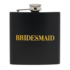Funky Junque Stainless Steel Flask - Bridesmaid (Black/Gold)