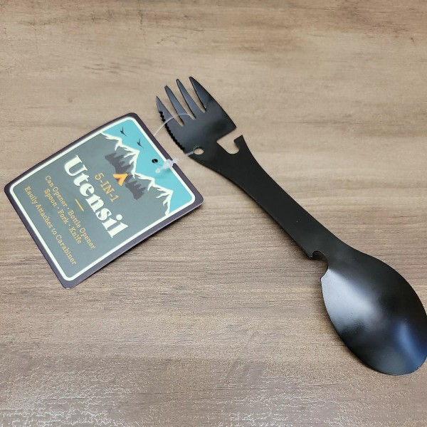 Unbranded Camping Utensil 5-in-1 Fork, Spoon, Knife, Bottle and Can