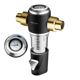Vortopt Q800 Backwash Filter with Pressure Gauge, Automatic Washing System with Scraper, House Water Filter, Fountain Filter, Rainwater Filter, 40 Microns