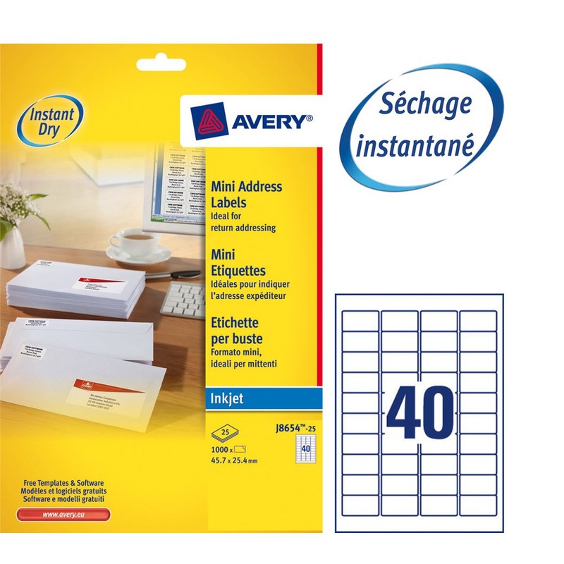 Avery Printable, customisable Address Mailing Labels, Inkjet Printers, 40 Labels