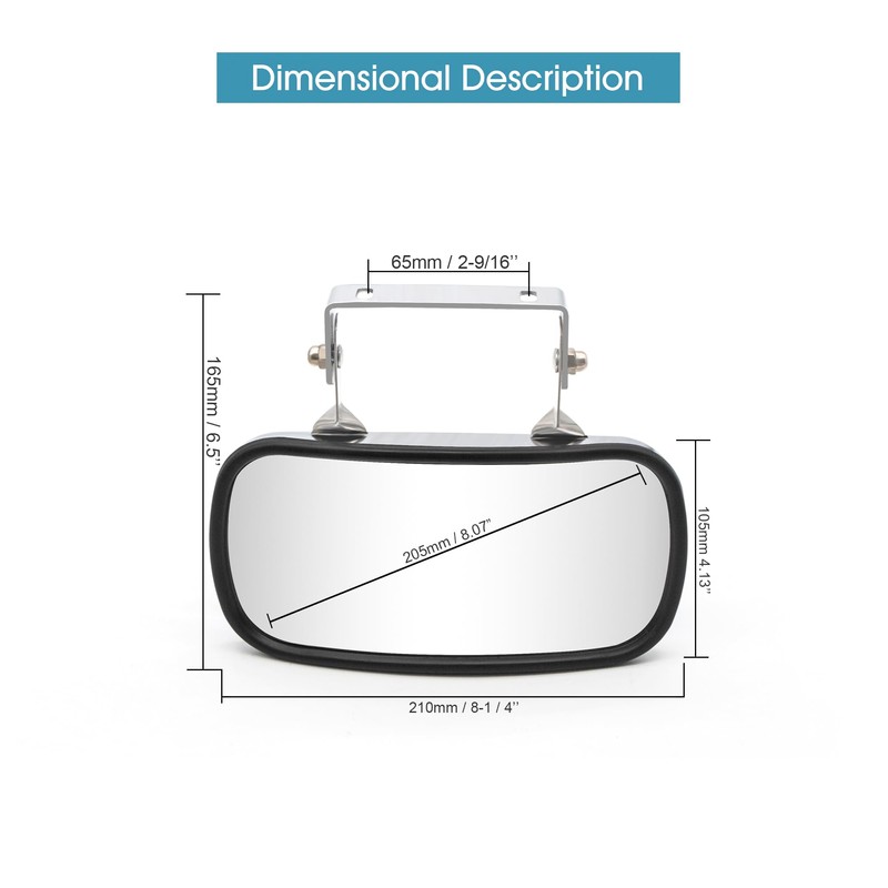 BOOLEE Convex Mirror Stainless Steel Rectangular U-Bracket for Cars Trucks