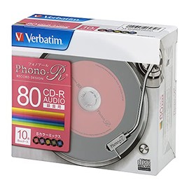 Verbatim Japan MUR80PHS10V1 Music, CD-R, 80 Minutes, 10 Pieces, 5 Color Records, Phono-R, 1-24x Speed, 1 to 24 Time,