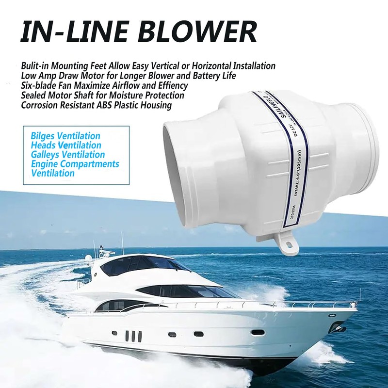 ipalmay DC 12V 4 Inch 270CFM Ventilator Marine Bilge Exhaust