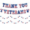 Qpout Thank You Veterans Banner with Star Garland,Cardstock Paper American