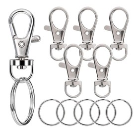 Pack of 6 Carabiner Keyrings, Robust Keyring Made of Zinc Alloy, Small Removable Carabiner Hook Key Rings for Keys, Camping and Outdoor, Versatile and Practical