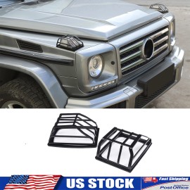 Ynei Fits 2007-2018 Mercedes G500 Hood Turn Signal Light Guard Grille Cover 2pcs
