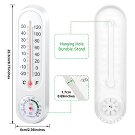 Leinuosen 10 Pcs Indoor Outdoor Thermometer Wall Thermometer Humidity Meter Vertical Thermometer and Hygrometer Wireless Temperature Humidity Gauge Meter with Fahrenheit/Celsius for Patio Garden