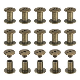 PATIKIL Chicago Screws, 60set M5 x 8mm Carbon Steel Phillips Head Screw Rivets Binding Screws Post Nail Rivet for Leather Belt Bag Backpack Craft Bookbinding, Bronze Tone