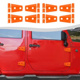 SQQP Door Hinge Trim Cover ABS Exterior Accessories 8Pcs Compatible with 2007-2018 Jeep Wrangler JK JKU(Orange)