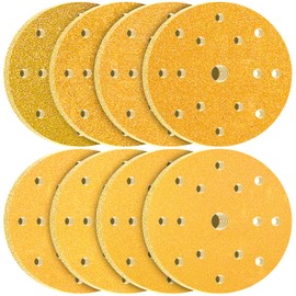 KONGMING 80 Pcs 150mm Sanding Discs Grit 40 60 80 120 180 220 320 400 Hook and Loop 15 Hole for Random Orbital Sander