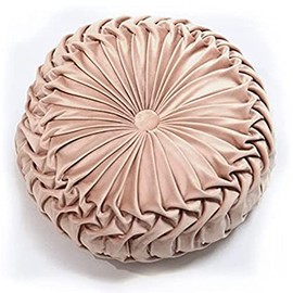 Round Cushion, Thick 5.5 inches, Cnstone, Stylish, Cute, Round Cushion, Floor Cushion, Seat Cushion, Round Seat Cushion, Chair Cushion, Princess Style, Asian, Gathered, Pleated, Flower-like, Extra