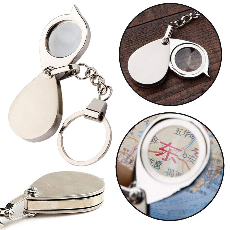 SUPVOX Magnifying Glass Keyring Mini Portable Foldable 15x Handheld Magnifier