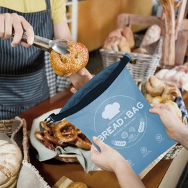 Bread Bags for Homemade with Beeswax Wrap - Zipper Reusable Bread Bag for Sourdough 2-Pack, Large Reusable Food Storage Bag to Keep Sourdough Fresh, Freezer-Safe, Eco-Friendly (Orange&Grey)