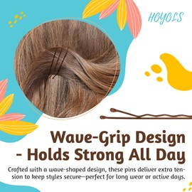 HOYOLS Brown Bobby Pins for Women Hair, 150 Pcs in 3 Sizes (1.9", 2.4", 2.7") for Updo, Bun, Styling Hair Accessories for Thick & Thin Hair (Brown)