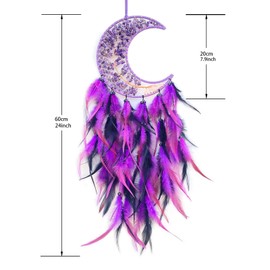 RAGKUU Purple and Black Moon Tree of Life Dream Catcher Handmade Traditional Feather Dream Catchers Wall Hanging Decoration Craft Dreamcatcher Ornaments for Bedroom Home Decor