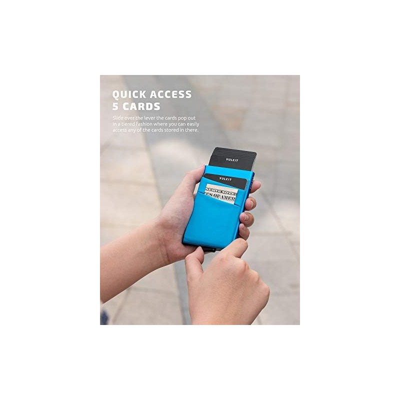 VULKIT Card Holder with Money Pocket Pop Up Wallet RFID