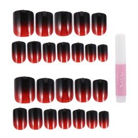 FOMIYES Elegant Gradient Nails Decal Stickers Set 48pcs Pre-glued Fake Nails for Home Salon Use