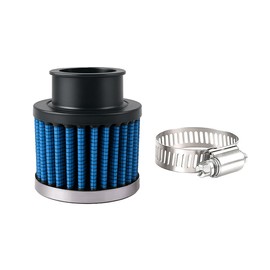 Zpana Car Air Intake Filter, 1" 25mm Inlet Valve Cold Air Intake Filter Cleaner with Adjustable Clamp, Hight Flow Performance Auto Crankcase Breather Filter Replacement, Universal Fit (Blue)