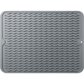 Tapete de Silicona para Secar Platos, Tapete de Secado para Encimera de Cocina, 40CM x 50CM Antideslizante Estera de Secado, Alfombrilla Escurreplatos para Cocina, Encimera, Fregadero (Gris)