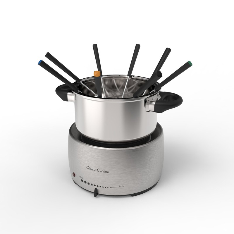 Classic Cuisine 82-KIT1031 Stainless Steel Fondue Set-Melting Pot Cooker and