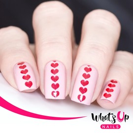 Whats Up Nails - Heart Stack Stencils Stickers Vinyls for Valentine's Day Nail Art Design (1 Sheet, 24 Stencils)