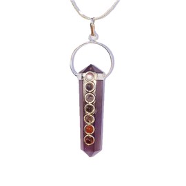 Amethyst Hand Made Reiki Energy Charge Chakra Healing Crystals Stone Necklace Gemstone Hexagonal Point Chakra Pendant