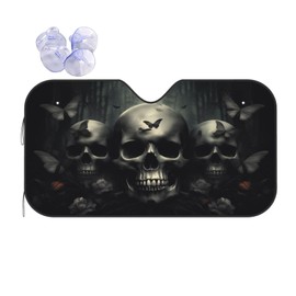 Skull Car Sun Shade Windshield Sunshade Foldable Front Window Shield Cover for Truck SUV