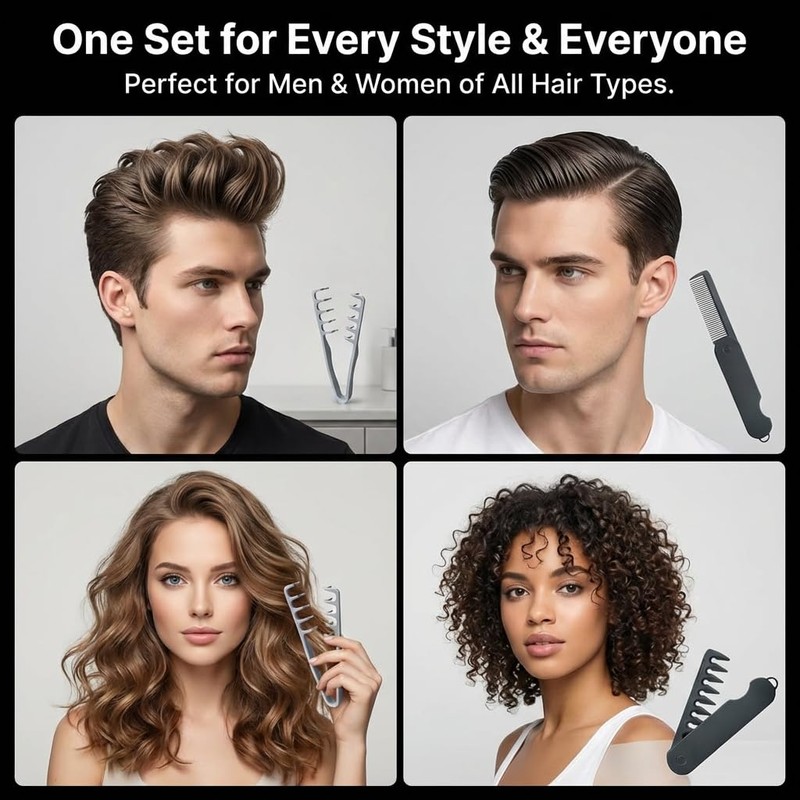 Texture Styling Comb for Men & Women, Wide & Fine
