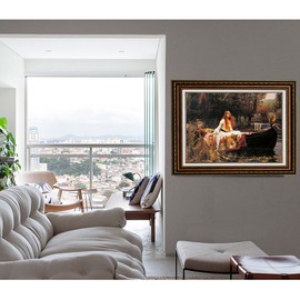 ELITEART-The Lady of Shalott by John William Waterhouse Oil Painting Reproduction Giclee Wall Art Canvas Prints-Framed Size:28" x 35 "