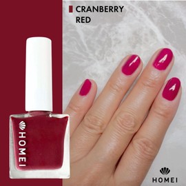 HoMei Nail Strengthener from Japan, Nail Hardener with Aloe Vera, Tea Tree Oil& Keratin for Healthy 5-in-1 Nail Solution Including Base Coat, Nail Color, Hardener, Top Coat & Nail Care, Cranberry Red