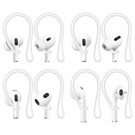 4 Pairs 【 Anti-Slip 】 Compatible with AirPods 4 Ear Hooks, Replacement Ergonomic Design Comfortable Fit Ear Tips Wingtips Sport Holder Accessories Compatible with AirPods Pro 2nd 3 2 1 White 722
