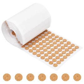 BENECREAT 1400pcs 0.5x0.06 Inch Adhesive Cork Circles, Flat Round Self-Adhesive Cork Round Dots Cork Mat for Cabinets, Table Top Items, Scratching, Furniture, Electronics