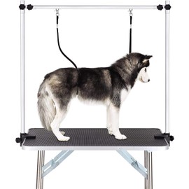 NicBex 36 Inch Pet Grooming Table for Medium/Large Dogs,Adjustable Height,Portable Trimming Table Drying Table,Heavy Duty Pet Grooming Table with Arms, Nooses, Mesh Tray,Black
