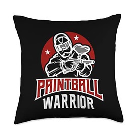 Paint balling gun and game for adults lover Paint Ball Warrior Sport, Team Paintball Throw Pillow, 18x18, Multicolor