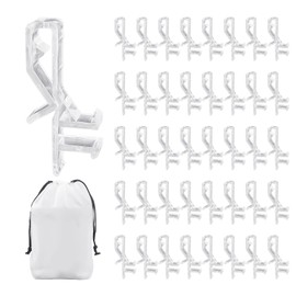 TYFGRT Pack of 40 Curtain Panel Clips and 1 x Storage Bag, Plastic Blind Clips, Transparent Blind Clips, Curtain Accessories