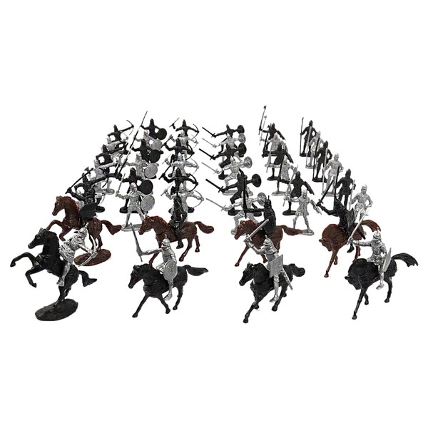 Laroal 52 Pcs Knight & Horses Soldier Playset Cavalry Action