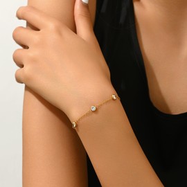 Jewigo Gold Hand Chain Bracelet for Women Dainty 18K Gold Plated Cubic Zirconia Finger Ring Bracelet Trendy Boho Summer Beach Hand Chain Jewelry Gifts