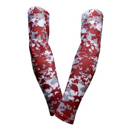 Sports Farm PAIR Compression Elbow Arm Sleeves (ADULT MEDIUM, MAROON GRAY DIGI CAMO (2 COLOR))