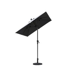 PURPLE LEAF 6' x 6' Square Patio Umbrella Outdoor Table Umbrella Aluminum Frame Market Umbrella Sun Umbrella with 8 Sturdy Ribs & Tilt for Garden Deck Lawn & Pool Gray