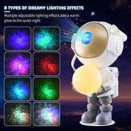 Jinlaili Starry Sky Projector, 360° Rotation Astronaut Projector LED, Star Projector with Remote Control and Timer, Star Light Projector Lamp, Galaxy Projector Night Light, Gift Children (Black)